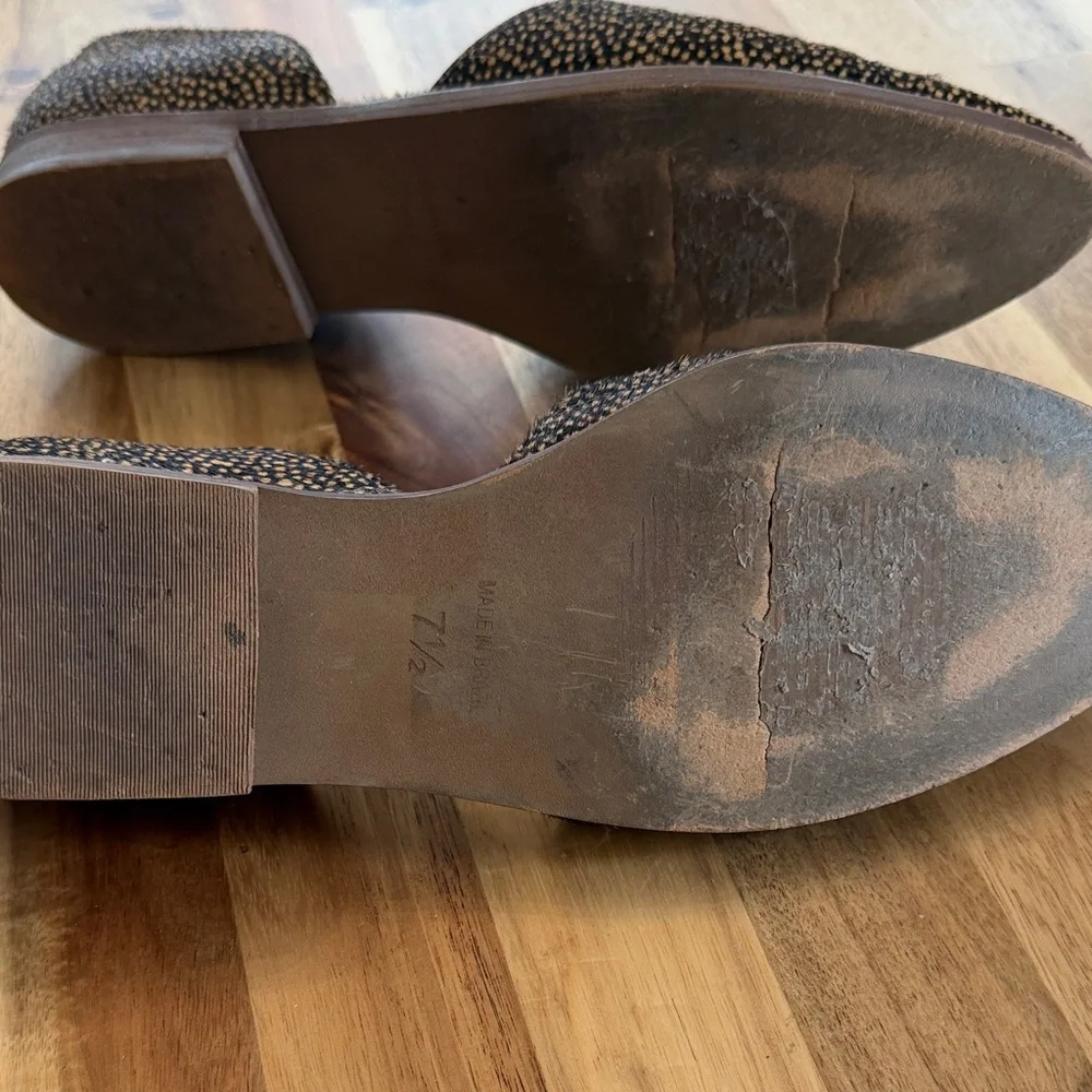 Madewell Black and Tan Speckled D'Orsay Flats